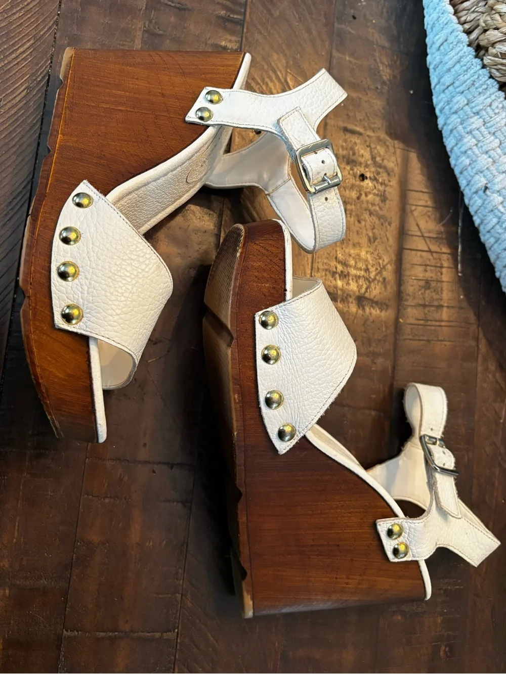 Christian Di Riccio Italy White Leather Platform Wedge Sandals Size 39 US 8.5